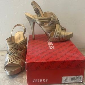 Guess Size 11 heels. Medium Natural Satin.